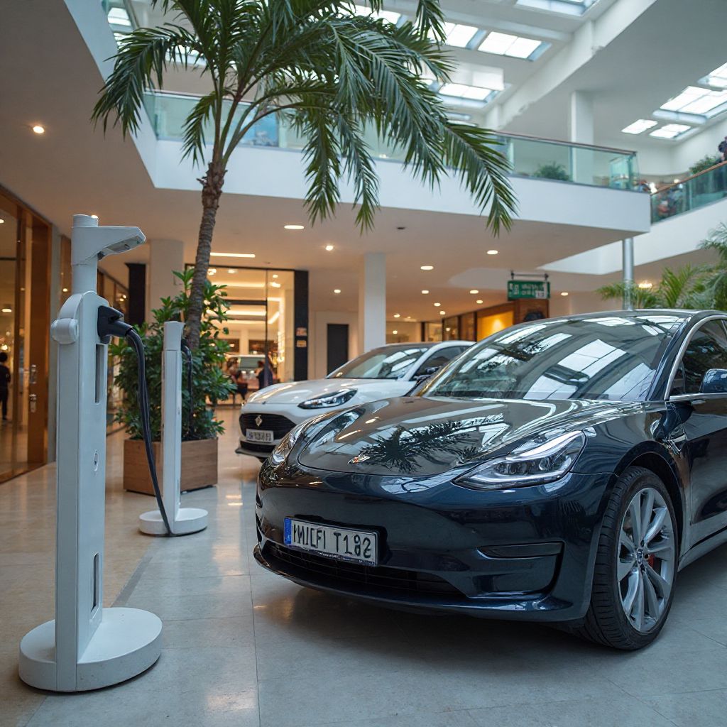 Estación de carga en centro comercial